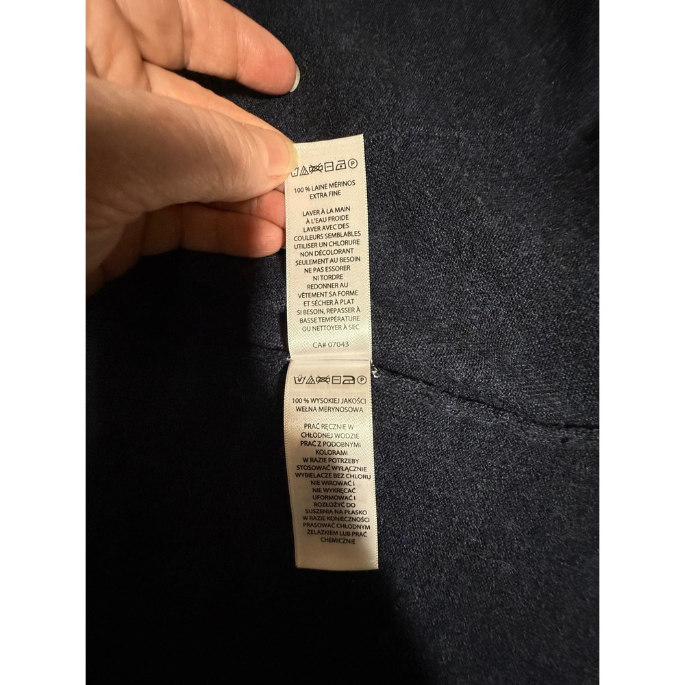 Rachel Zoe Navy Blue 100% Extrafine Merino Wool Hooded Open Front Cardigan XL - Picture 4 of 5